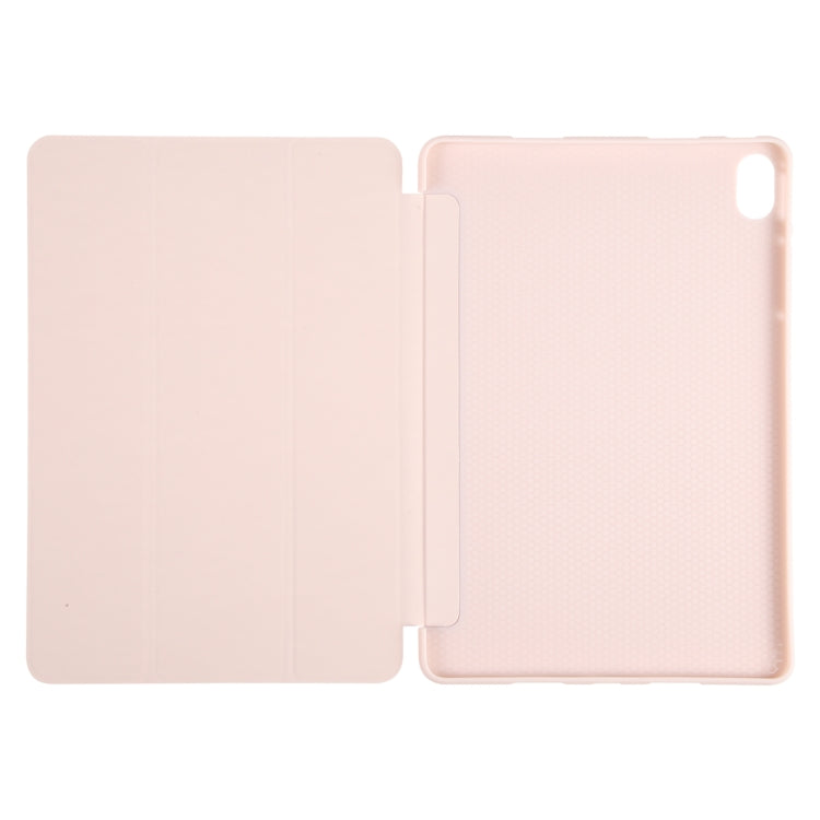 For Huawei MatePad SE 11 GEBEI 3-folding Holder Shockproof Flip Leather Tablet Case(Pink)