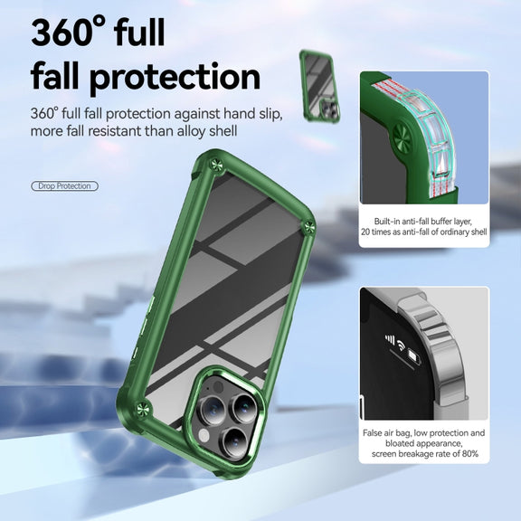 For iPhone 16 Pro TPU + PC Lens Protection Phone Case(Green)