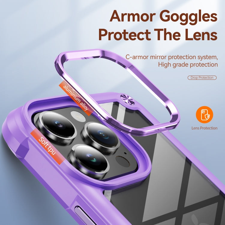For iPhone 16 Pro TPU + PC Lens Protection Phone Case(Purple)