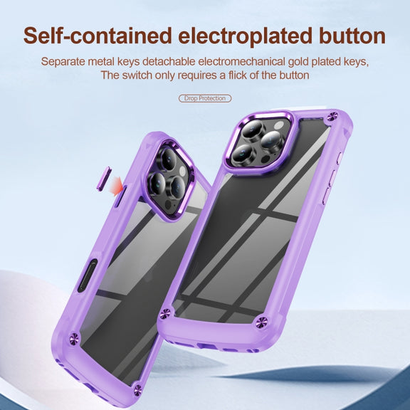 For iPhone 16 Pro TPU + PC Lens Protection Phone Case(Purple)