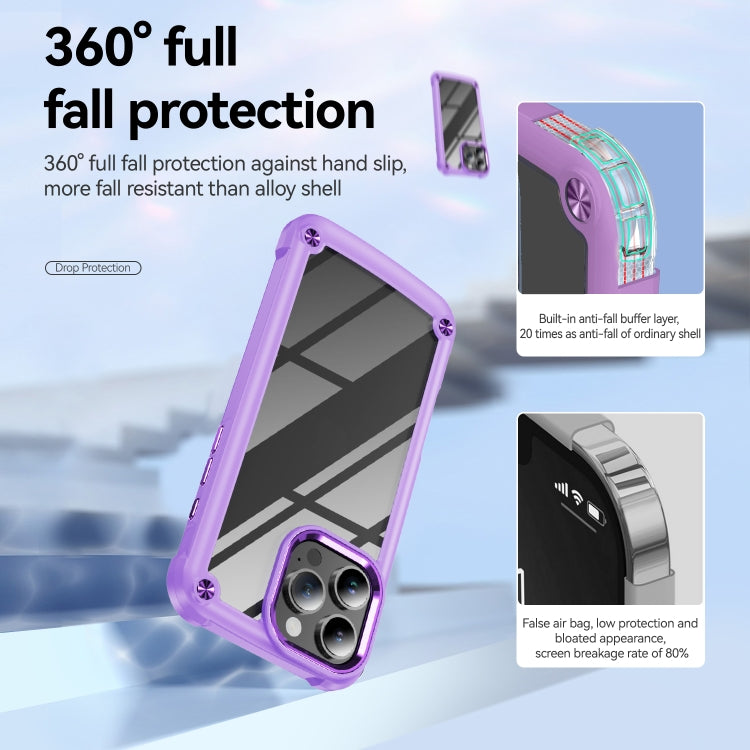 For iPhone 16 Pro TPU + PC Lens Protection Phone Case(Purple)