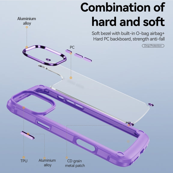 For iPhone 16 Pro TPU + PC Lens Protection Phone Case(Purple)