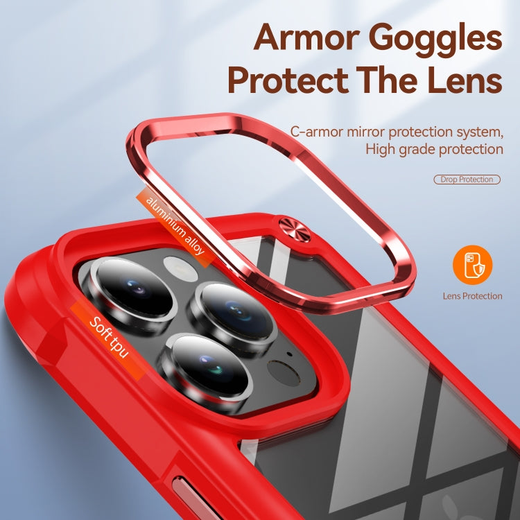 For iPhone 16 Pro Max TPU + PC Lens Protection Phone Case(Red)