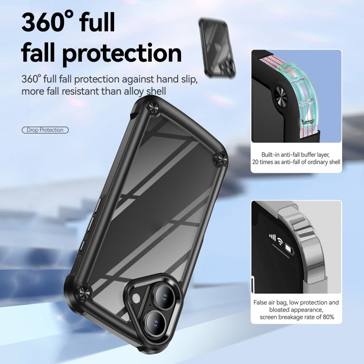 For iPhone 16 TPU + PC Lens Protection Phone Case(Black)