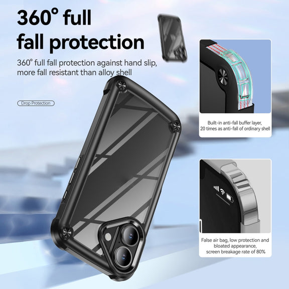 For iPhone 16 TPU + PC Lens Protection Phone Case(Black)