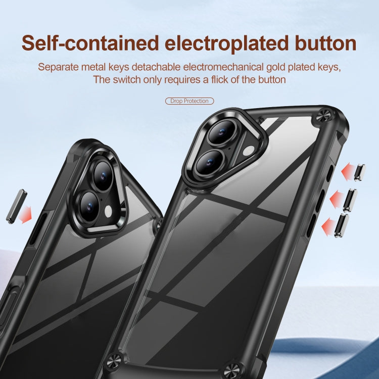 For iPhone 16 TPU + PC Lens Protection Phone Case(Black)