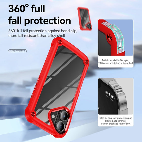 For iPhone 16 TPU + PC Lens Protection Phone Case(Red)