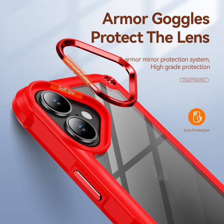 For iPhone 16 TPU + PC Lens Protection Phone Case(Red)
