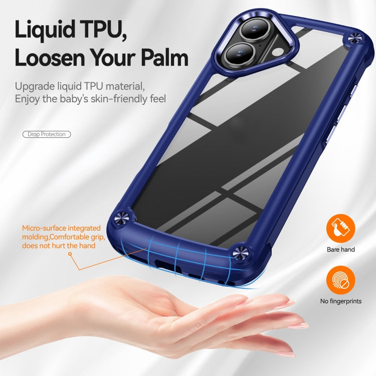 For iPhone 16 TPU + PC Lens Protection Phone Case(Blue)