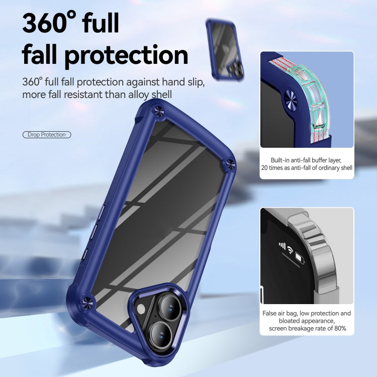 For iPhone 16 TPU + PC Lens Protection Phone Case(Blue)