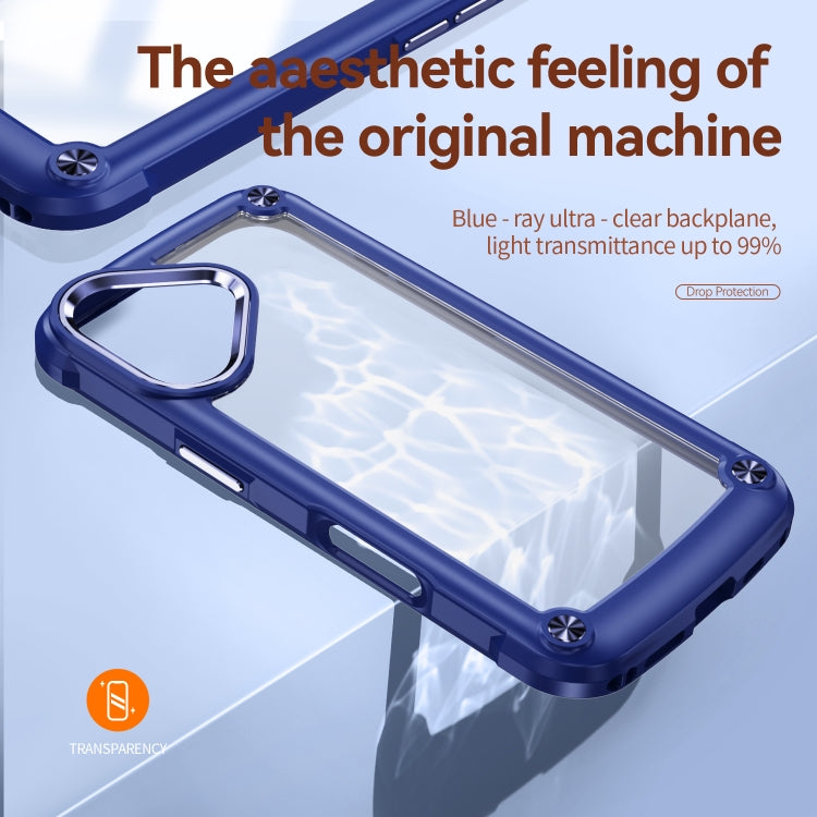 For iPhone 16 TPU + PC Lens Protection Phone Case(Blue)