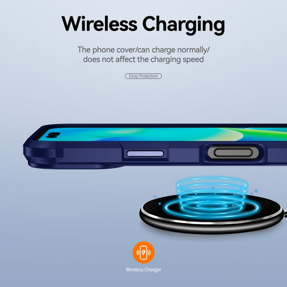 For iPhone 16 TPU + PC Lens Protection Phone Case(Blue)
