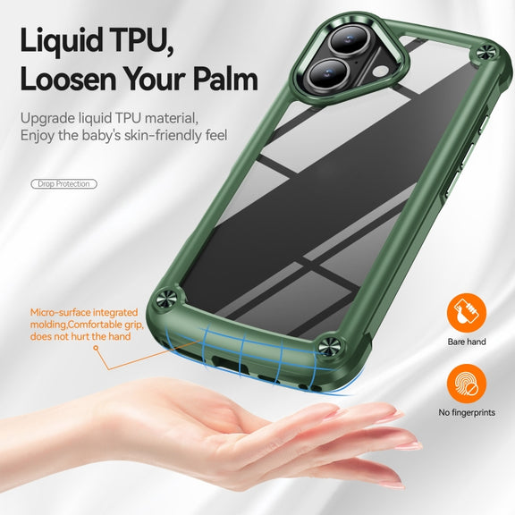 For iPhone 16 TPU + PC Lens Protection Phone Case(Green)