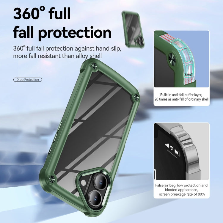 For iPhone 16 TPU + PC Lens Protection Phone Case(Green)