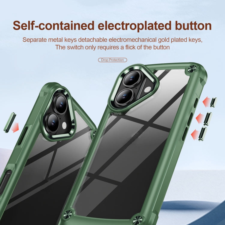 For iPhone 16 TPU + PC Lens Protection Phone Case(Green)