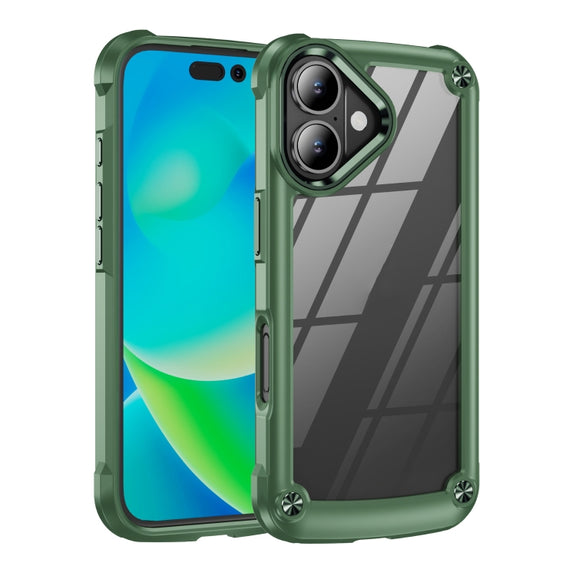 For iPhone 16 TPU + PC Lens Protection Phone Case(Green)