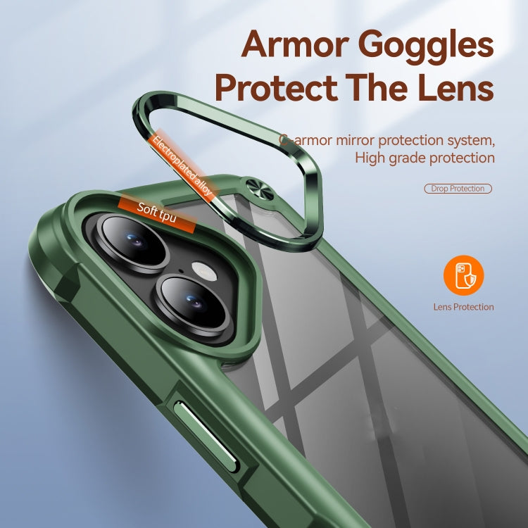 For iPhone 16 TPU + PC Lens Protection Phone Case(Green)