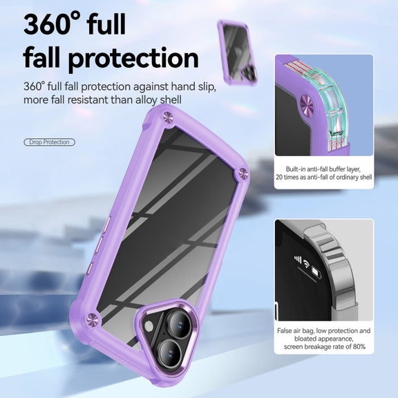 For iPhone 16 TPU + PC Lens Protection Phone Case(Purple)