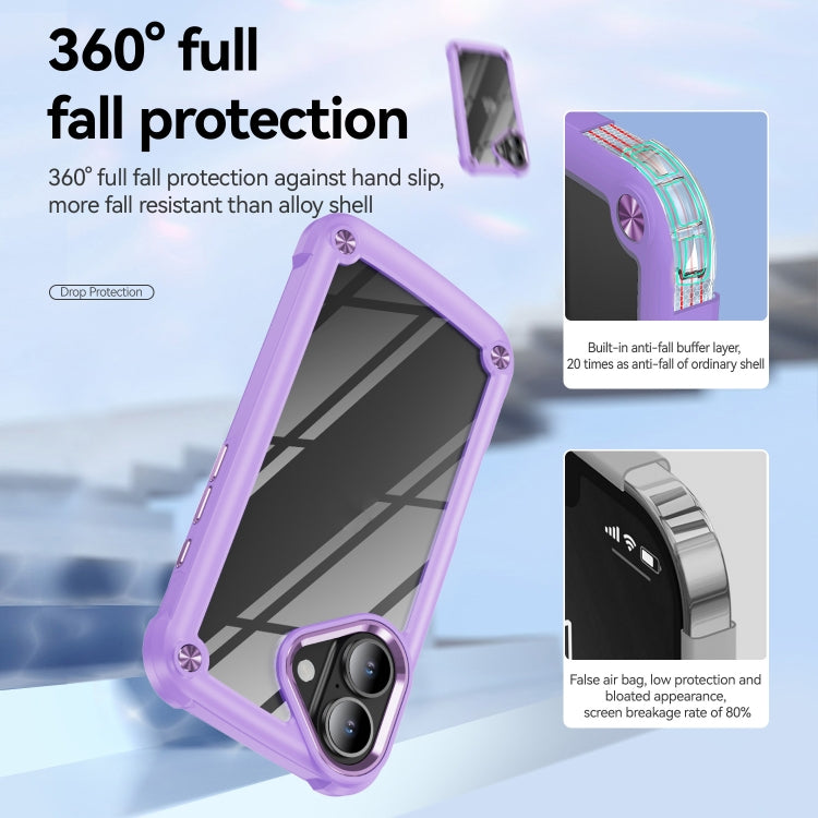 For iPhone 16 TPU + PC Lens Protection Phone Case(Purple)
