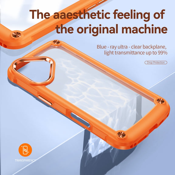 For iPhone 16 TPU + PC Lens Protection Phone Case(Orange)