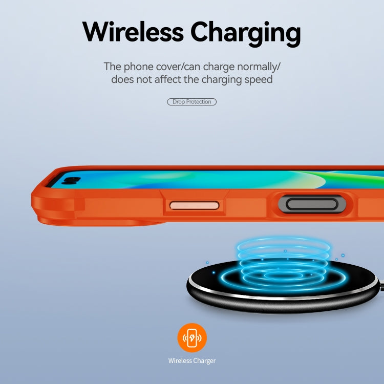 For iPhone 16 TPU + PC Lens Protection Phone Case(Orange)