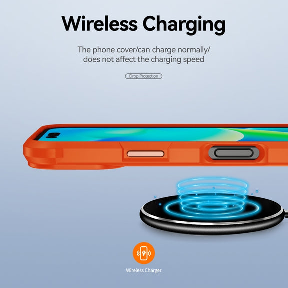 For iPhone 16 TPU + PC Lens Protection Phone Case(Orange)