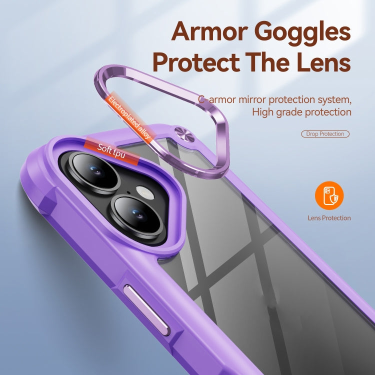 For iPhone 16 Plus TPU + PC Lens Protection Phone Case(Purple)