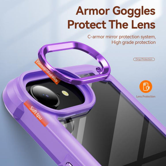 For iPhone 16e TPU + PC Lens Protection Phone Case(Purple)