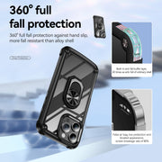 For iPhone 16 Pro Max TPU + PC Lens Protection Phone Case with Ring Holder(Black)