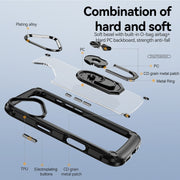 For iPhone 16 Plus TPU + PC Lens Protection Phone Case with Ring Holder(Black)