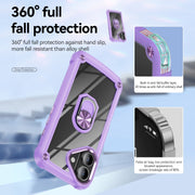 For iPhone 16 TPU + PC Lens Protection Phone Case with Ring Holder(Purple)