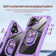 For iPhone 16 TPU + PC Lens Protection Phone Case with Ring Holder(Purple)