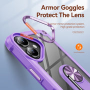 For iPhone 16 TPU + PC Lens Protection Phone Case with Ring Holder(Purple)