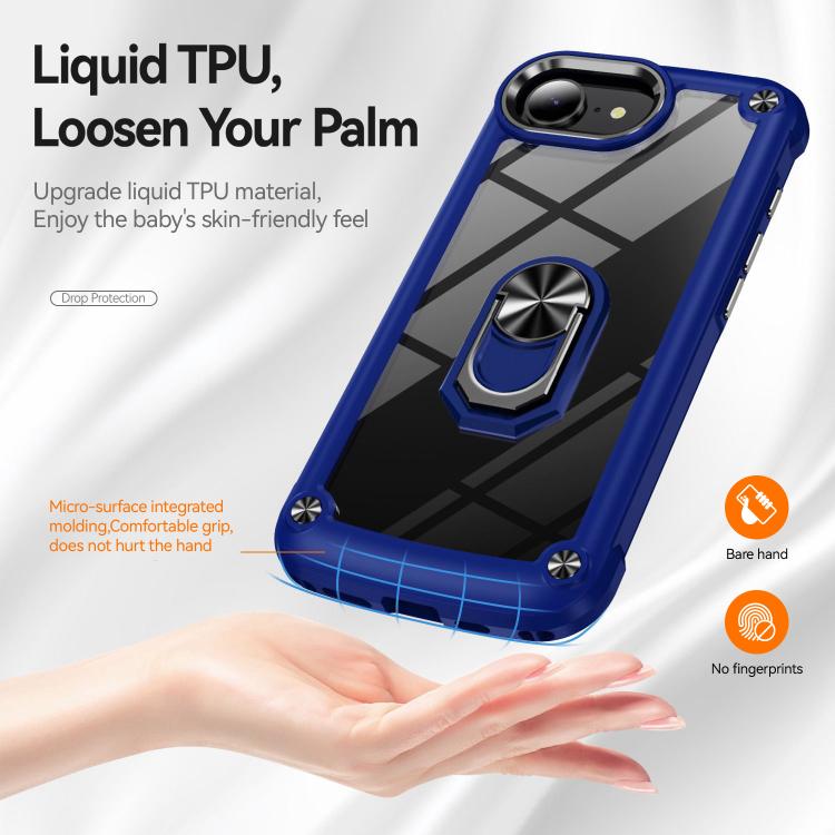 For iPhone 16e TPU + PC Lens Protection Phone Case with Ring Holder(Red)