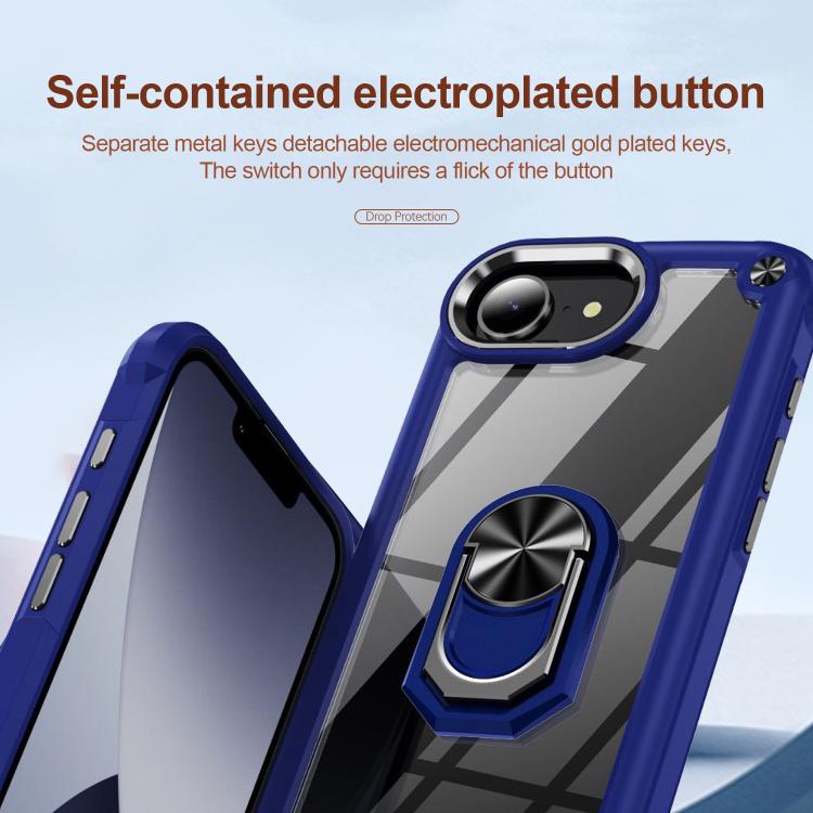 For iPhone 16e TPU + PC Lens Protection Phone Case with Ring Holder(Red)