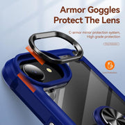 For iPhone 16e TPU + PC Lens Protection Phone Case with Ring Holder(Blue)
