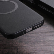 For Google Pixel 9 Pro Magsafe Magnetic Ring Leather Texture Phone Case(Black)