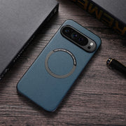 For Google Pixel 9 Magsafe Magnetic Ring Leather Texture Phone Case(Green)