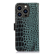 For iPhone 16 Pro Crocodile Top Layer Cowhide Leather Phone Case(Green)