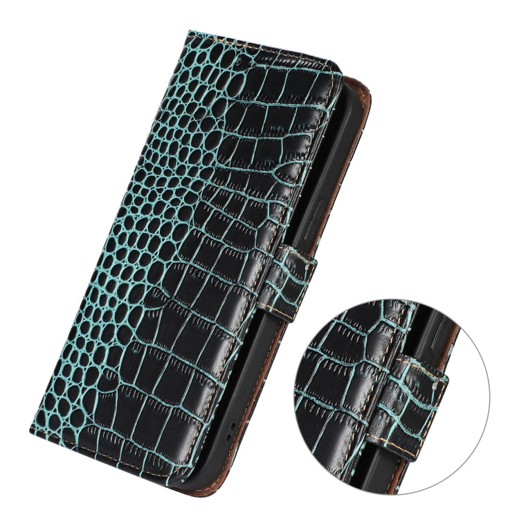 For iPhone 16 Pro Crocodile Top Layer Cowhide Leather Phone Case(Green)