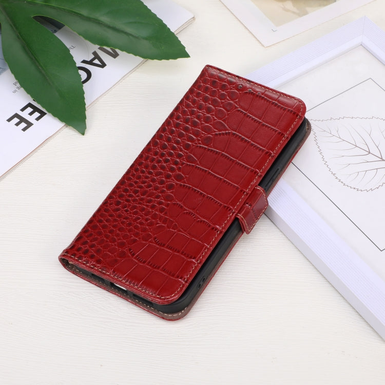 For iPhone 16 Plus Crocodile Top Layer Cowhide Leather Phone Case(Red)
