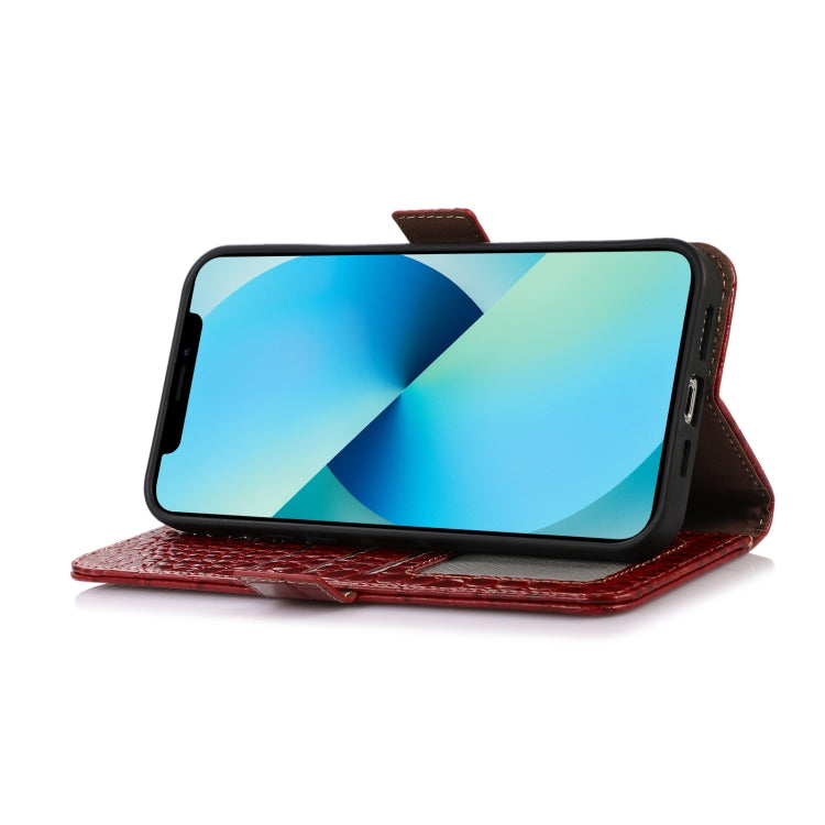 For iPhone 16 Plus Crocodile Top Layer Cowhide Leather Phone Case(Red)