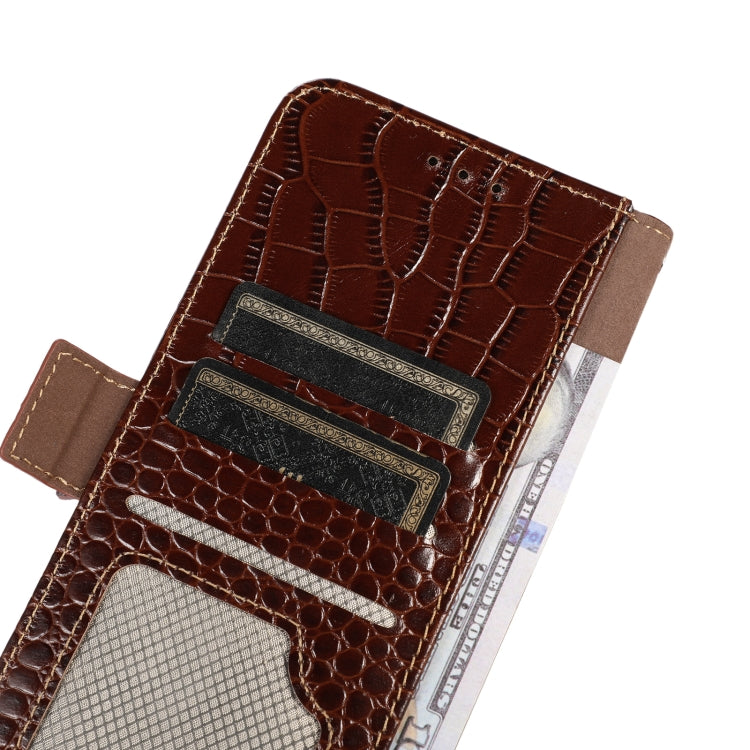 For iPhone 16 Plus Crocodile Top Layer Cowhide Leather Phone Case(Brown)