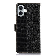 For iPhone 17 Crocodile Top Layer Cowhide Leather Phone Case(Black)