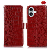 For iPhone 17 Crocodile Top Layer Cowhide Leather Phone Case(Red)