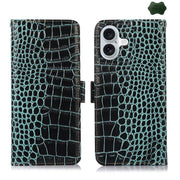 For iPhone 17 Crocodile Top Layer Cowhide Leather Phone Case(Green)