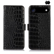 For iPhone 17 Air Crocodile Top Layer Cowhide Leather Phone Case(Black)