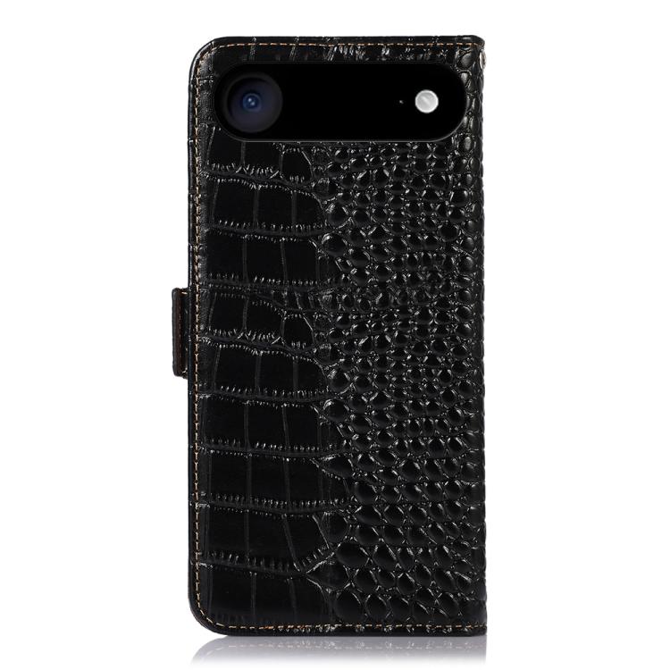 For iPhone 17 Air Crocodile Top Layer Cowhide Leather Phone Case(Black)