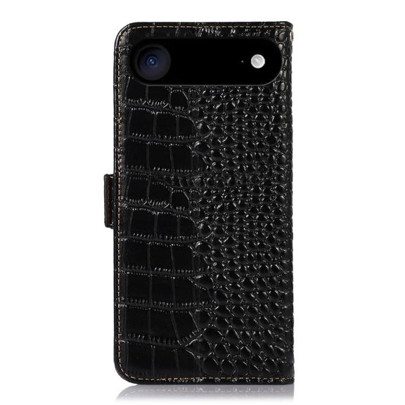 For iPhone 17 Air Crocodile Top Layer Cowhide Leather Phone Case(Black)
