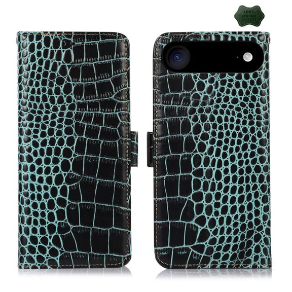 For iPhone 17 Air Crocodile Top Layer Cowhide Leather Phone Case(Green)